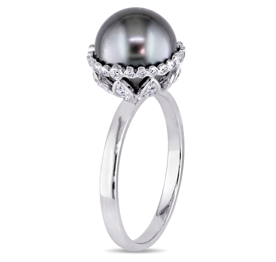 Image 715780_ALTMORE1.jpg, Product 715-780 / Price $1,499.99, 14K White Gold 9-9.5mm Black Tahitian Pearl & Diamond Cocktail Ring from The Vault on TSC.ca's Jewellery department