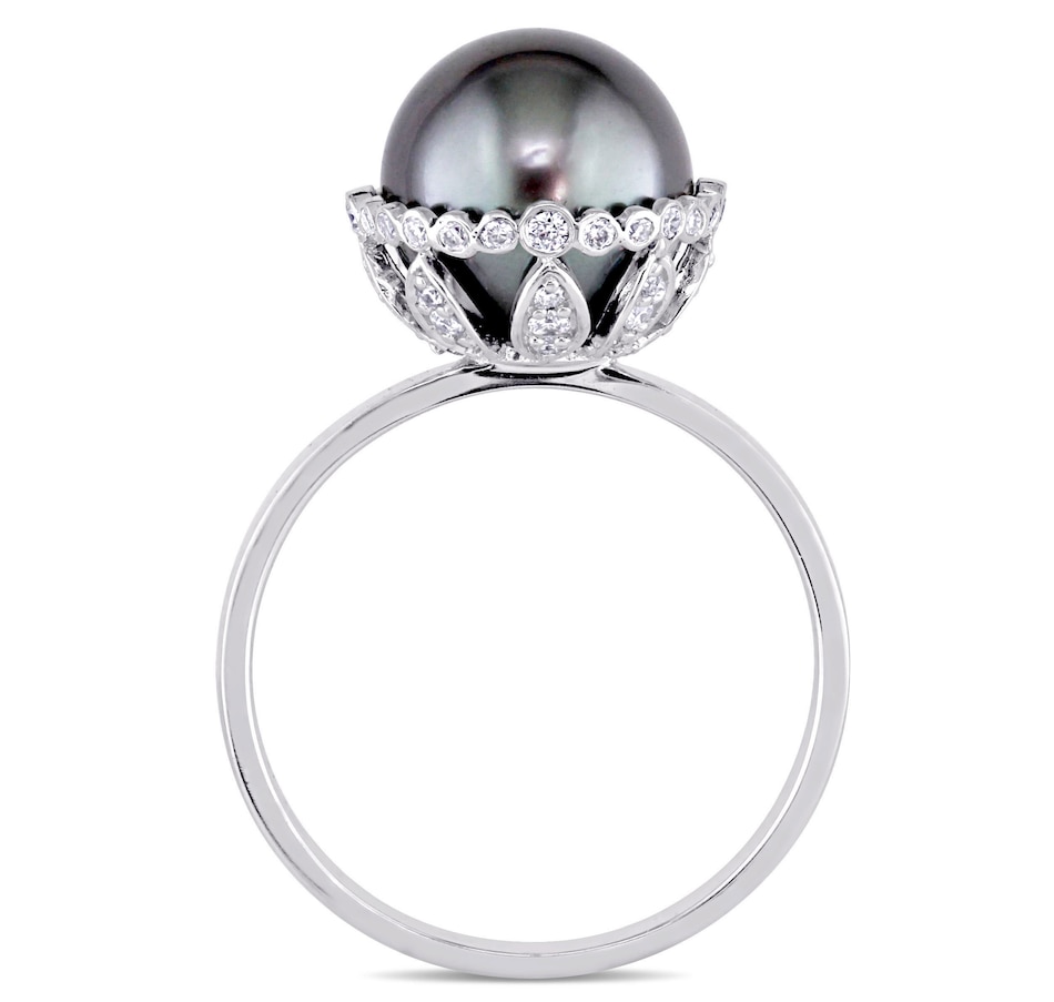 Image 715780_ALTMORE2.jpg, Product 715-780 / Price $1,499.99, 14K White Gold 9-9.5mm Black Tahitian Pearl & Diamond Cocktail Ring from The Vault on TSC.ca's Jewellery department