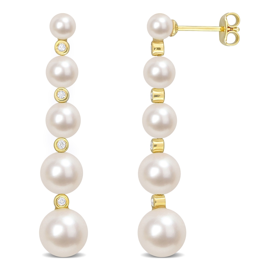 Image 715782.jpg, Product 715-782 / Price $279.99, Amour Pearls Sterling Silver/Yellow Gold Plated Cultured Freshwater Pearl And White Topaz Dangle Earrings from Amour Pearls on TSC.ca's Jewellery department