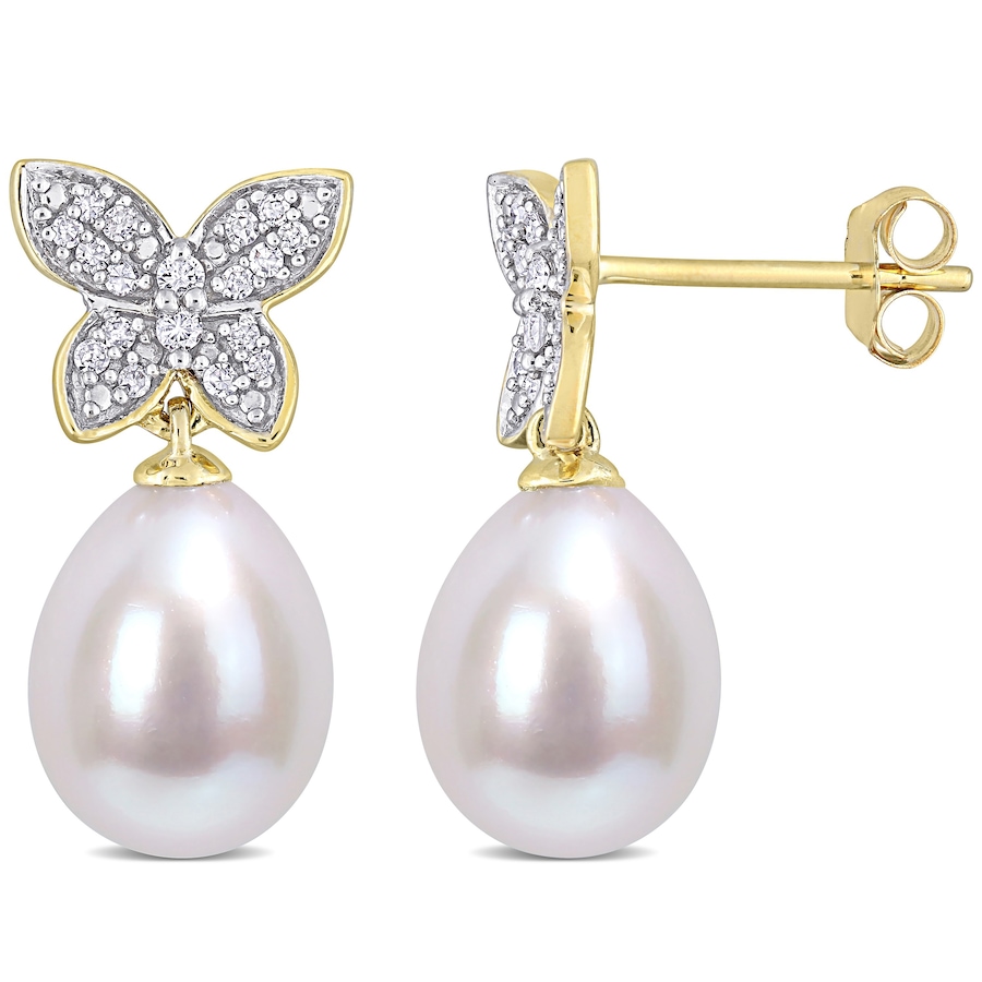 Image 715786.jpg, Product 715-786 / Price $549.99, Amour Pearls 10K Yellow Gold Cultured Freshwater Pearl And Diamond Earrings from Amour Pearls on TSC.ca's Jewellery department