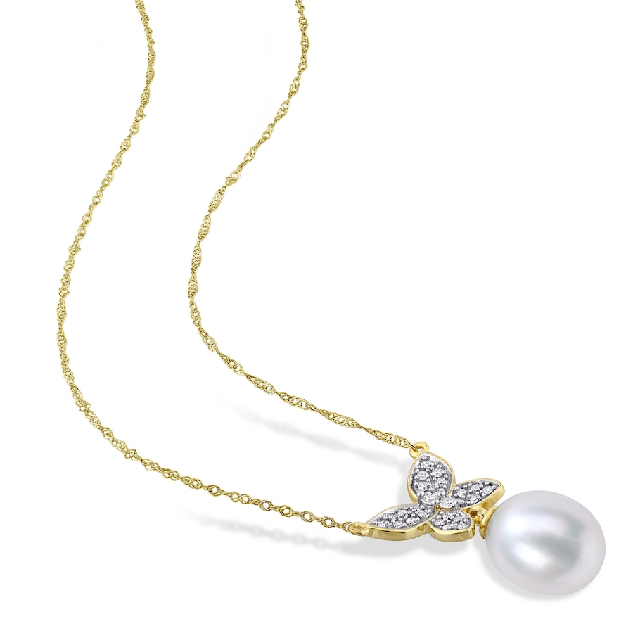 Image 715787_ALTMORE1.jpg, Product 715-787 / Price $419.99, Amour Pearls 10K Yellow Gold Cultured Freshwater Pearl And Diamond Butterfly Drop Pendant With Chain from Amour Pearls on TSC.ca's Jewellery department