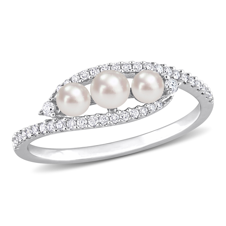Image 715788.jpg, Product 715-788 / Price $979.99, Amour Pearls 14K White Gold Cultured Freshwater Pearl And Diamond Bypass Ring from Amour Pearls on TSC.ca's Jewellery department