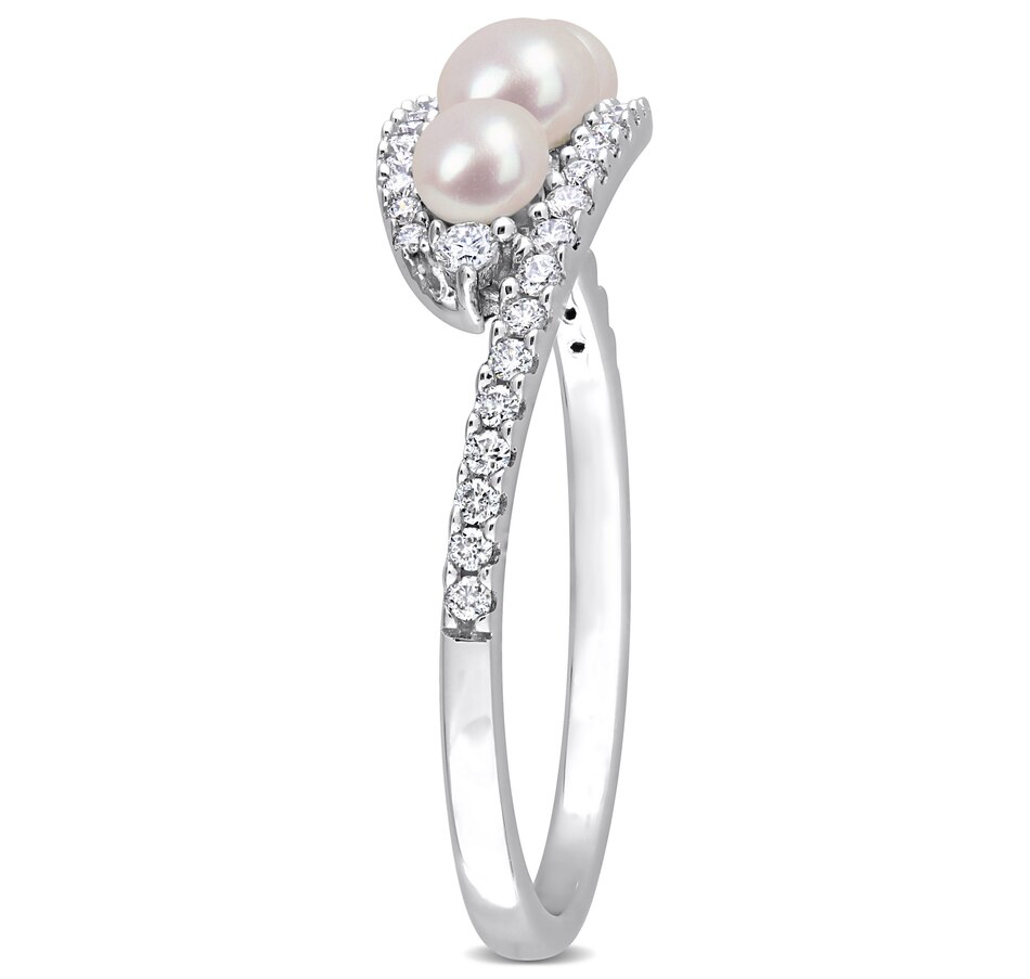 Image 715788_ALTMORE1.jpg, Product 715-788 / Price $979.99, Amour Pearls 14K White Gold Cultured Freshwater Pearl And Diamond Bypass Ring from Amour Pearls on TSC.ca's Jewellery department