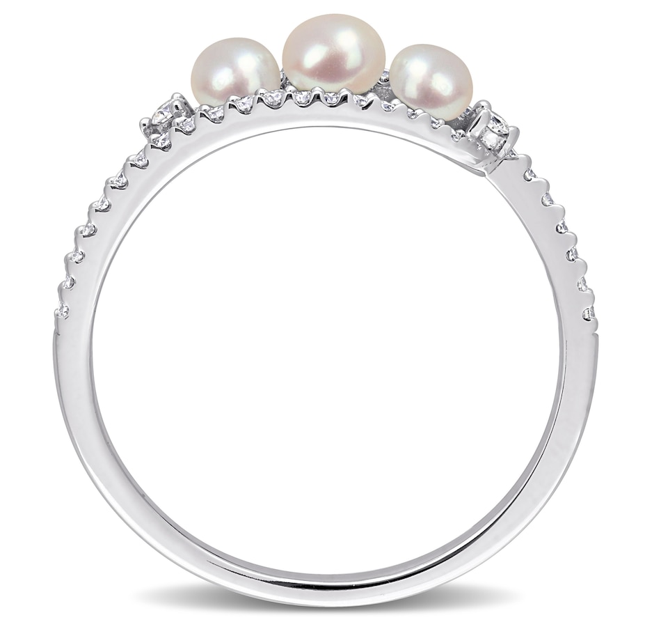 Image 715788_ALTMORE2.jpg, Product 715-788 / Price $979.99, Amour Pearls 14K White Gold Cultured Freshwater Pearl And Diamond Bypass Ring from Amour Pearls on TSC.ca's Jewellery department