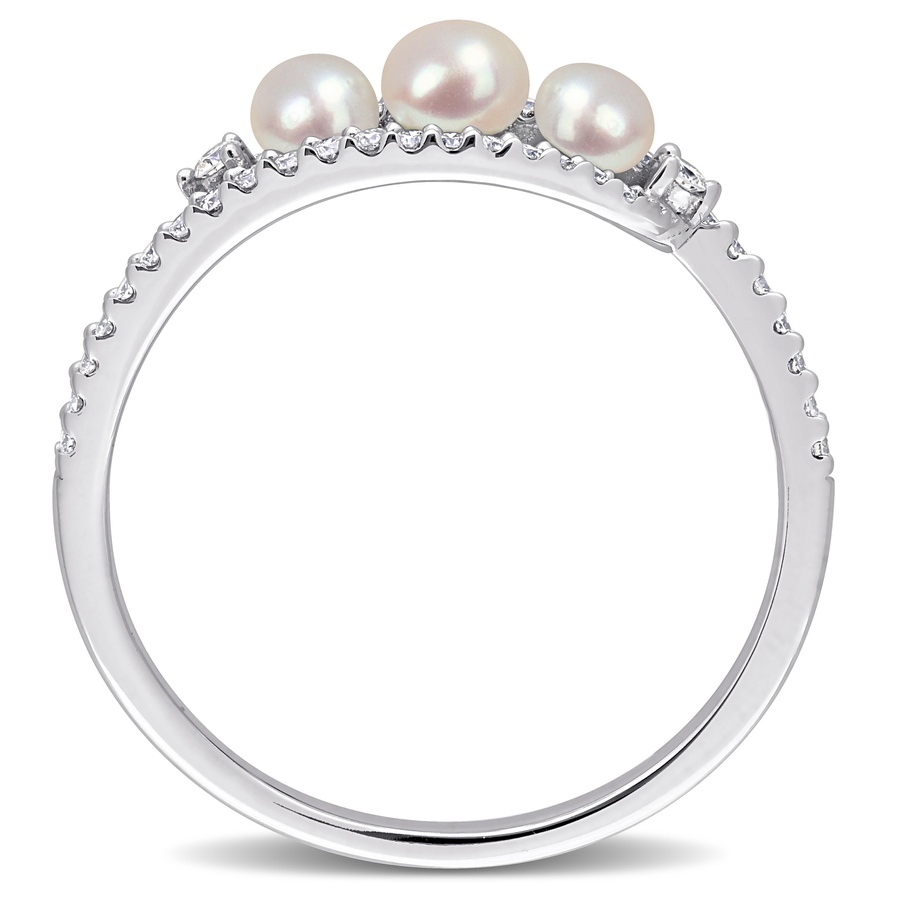 Image 715788_ALTMORE2.jpg, Product 715-788 / Price $979.99, Amour Pearls 14K White Gold Cultured Freshwater Pearl And Diamond Bypass Ring from Amour Pearls on TSC.ca's Jewellery department