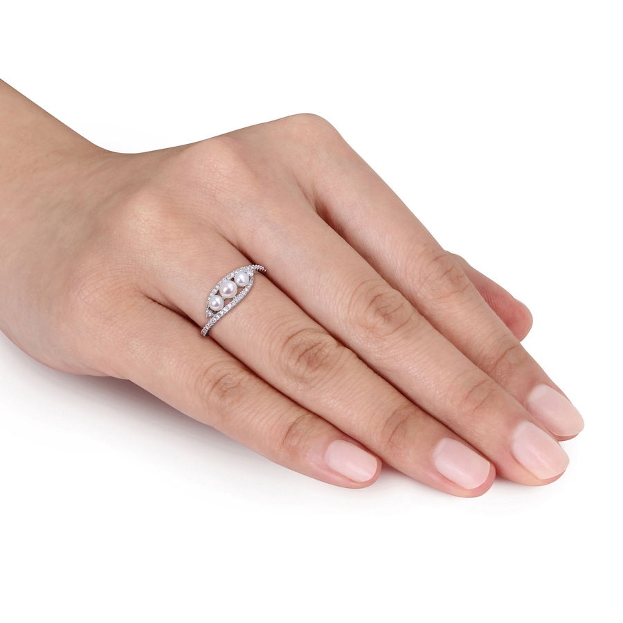 Image 715788_ALTMORE3.jpg, Product 715-788 / Price $979.99, Amour Pearls 14K White Gold Cultured Freshwater Pearl And Diamond Bypass Ring from Amour Pearls on TSC.ca's Jewellery department