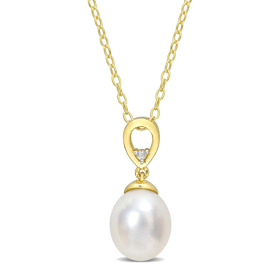 Image 715792.jpg, Product 715-792 / Price $149.99, Amour Pearls Sterling Silver/Yellow Gold Plated Cultured South Sea Pearl And White Topaz Drop Pendant With Chain from Amour Pearls on TSC.ca's Jewellery department