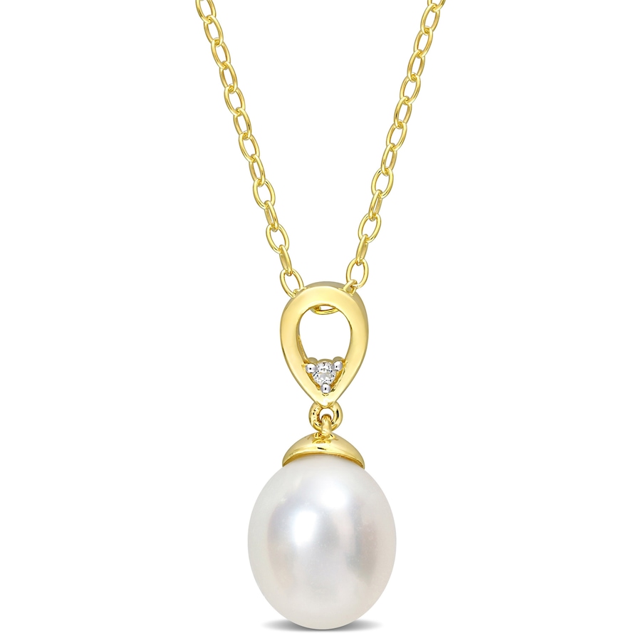 Image 715792.jpg, Product 715-792 / Price $149.99, Amour Pearls Sterling Silver/Yellow Gold Plated Cultured South Sea Pearl And White Topaz Drop Pendant With Chain from Amour Pearls on TSC.ca's Jewellery department