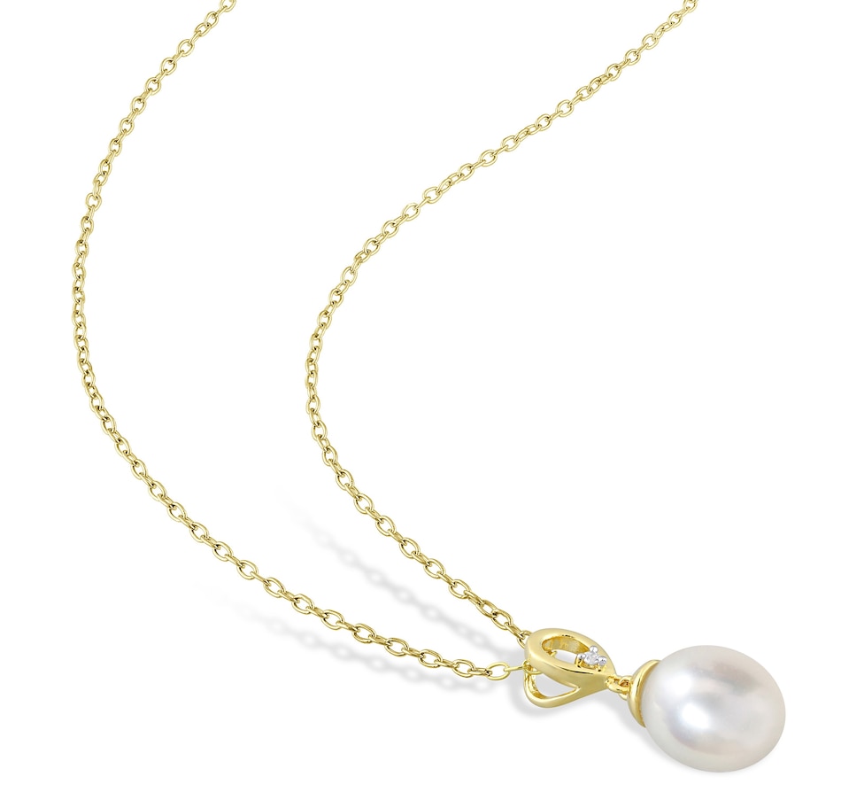 Image 715792_ALTMORE1.jpg, Product 715-792 / Price $149.99, Amour Pearls Sterling Silver/Yellow Gold Plated Cultured South Sea Pearl And White Topaz Drop Pendant With Chain from Amour Pearls on TSC.ca's Jewellery department