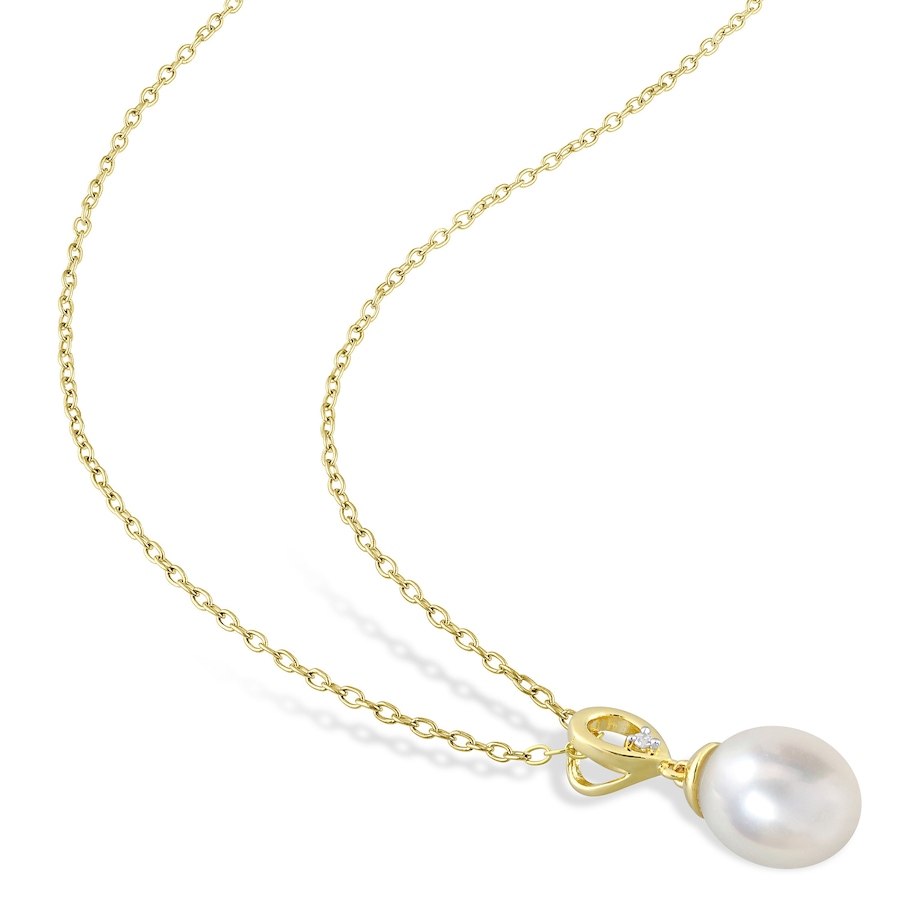 Image 715792_ALTMORE1.jpg, Product 715-792 / Price $149.99, Amour Pearls Sterling Silver/Yellow Gold Plated Cultured South Sea Pearl And White Topaz Drop Pendant With Chain from Amour Pearls on TSC.ca's Jewellery department