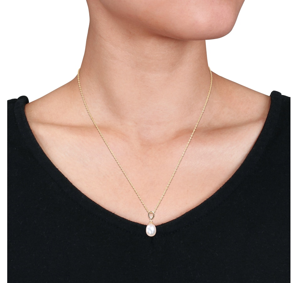 Image 715792_ALTMORE2.jpg, Product 715-792 / Price $149.99, Amour Pearls Sterling Silver/Yellow Gold Plated Cultured South Sea Pearl And White Topaz Drop Pendant With Chain from Amour Pearls on TSC.ca's Jewellery department
