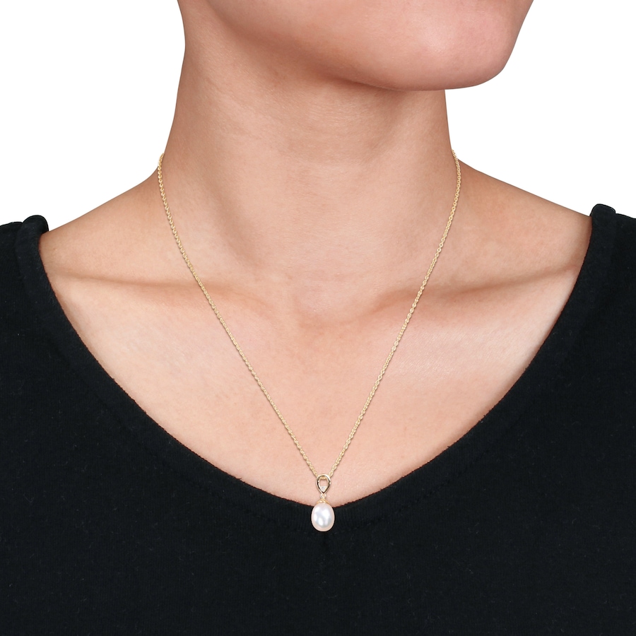 Image 715792_ALTMORE2.jpg, Product 715-792 / Price $149.99, Amour Pearls Sterling Silver/Yellow Gold Plated Cultured South Sea Pearl And White Topaz Drop Pendant With Chain from Amour Pearls on TSC.ca's Jewellery department