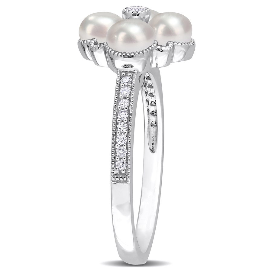Image 715794_ALTMORE1.jpg, Product 715-794 / Price $999.99, Amour Pearls 14K White Gold Cultured Freshwater Pearl And Diamond Cluster Halo Ring from Amour Pearls on TSC.ca's Jewellery department