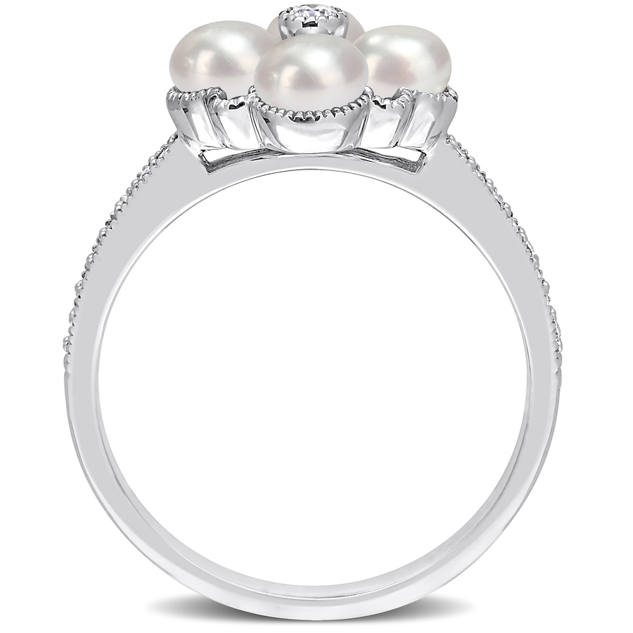 Image 715794_ALTMORE2.jpg, Product 715-794 / Price $999.99, Amour Pearls 14K White Gold Cultured Freshwater Pearl And Diamond Cluster Halo Ring from Amour Pearls on TSC.ca's Jewellery department