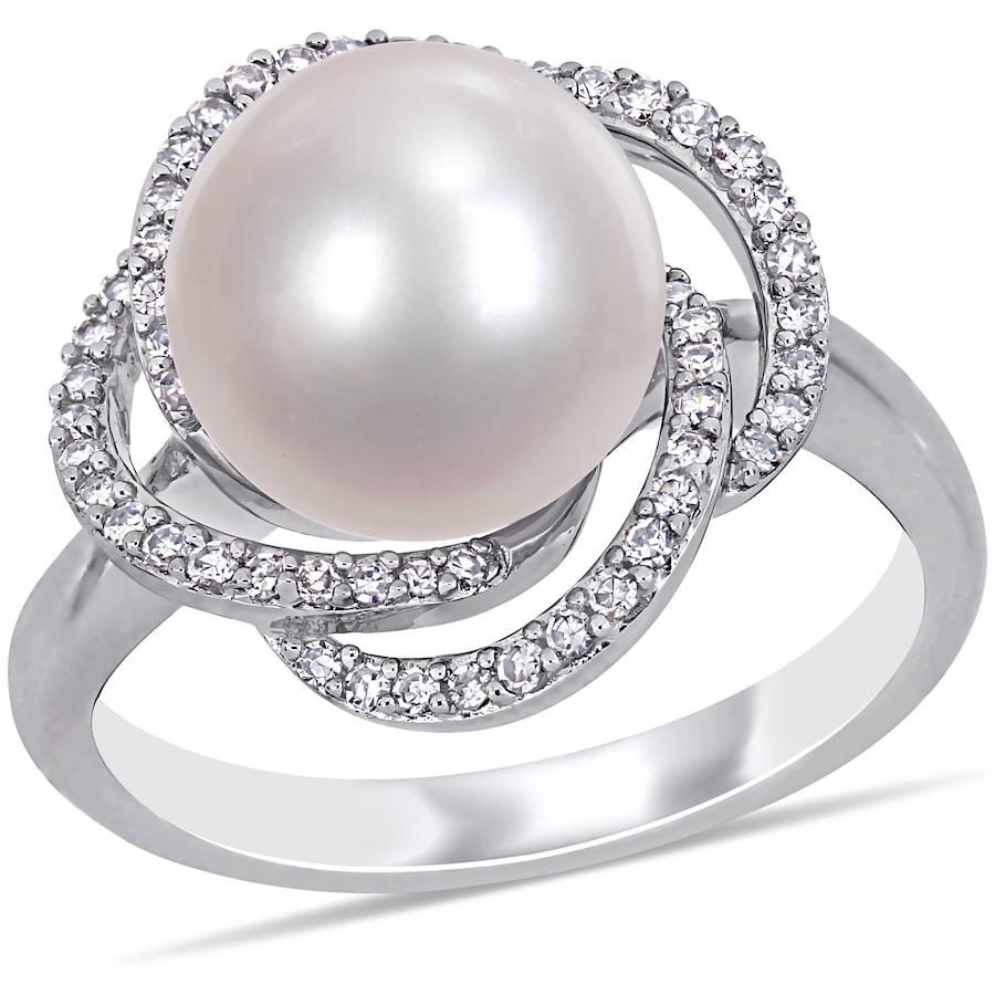 Image 715799.jpg, Product 715-799 / Price $1,599.99, Amour Pearls 14K White Gold Cultured Freshwater Pearl And Diamond Swirl Ring from Amour Pearls on TSC.ca's Jewellery department