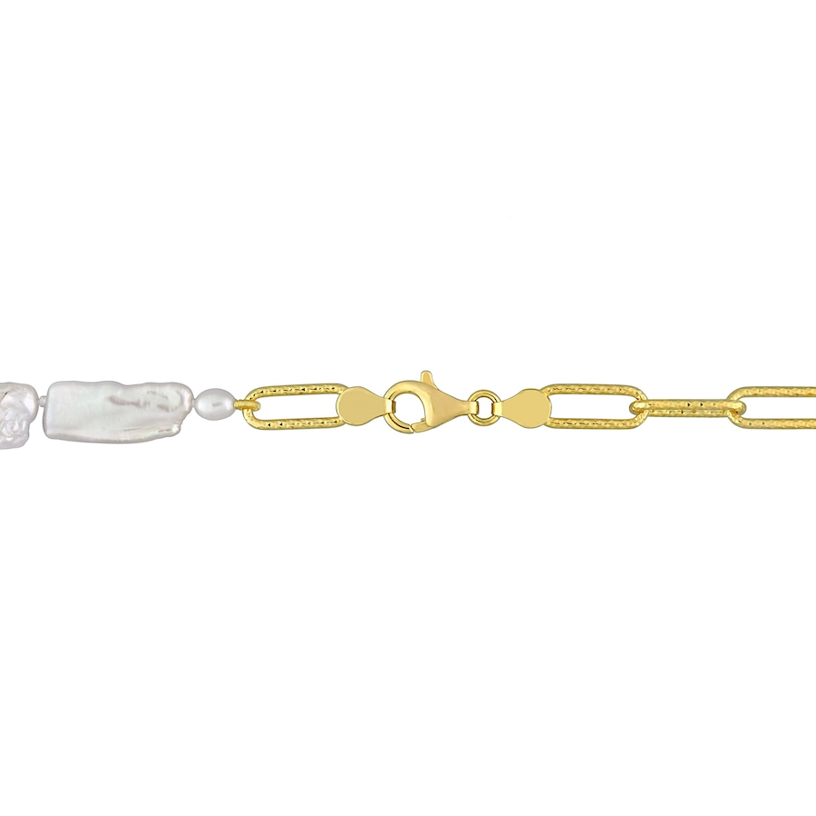 Image 715806_ALTMORE2.jpg, Product 715-806 / Price $229.99, Amour Pearls Sterling Silver/18K Yellow Gold Plate Cultured Freshwater Keshi Pearl And 7mm Link Chain Necklace from Amour Pearls on TSC.ca's Jewellery department