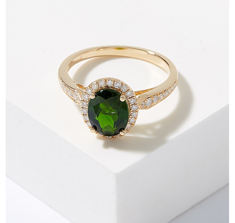 Image 715810.jpg, Product 715-810 / Price $1,299.99, Gem Creations 14K Yellow Gold Oval Chrome Diopside & Diamond Halo Ring from Gem Creations on TSC.ca's Jewellery department