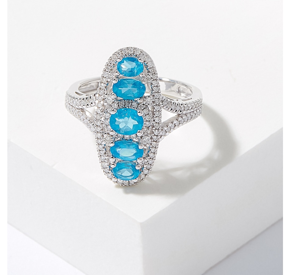 Image 715815.jpg, Product 715-815 / Price $1,799.99, Gem Creations 14K White Gold Neon Apatite & Diamond Ring from Gem Creations on TSC.ca's Jewellery department