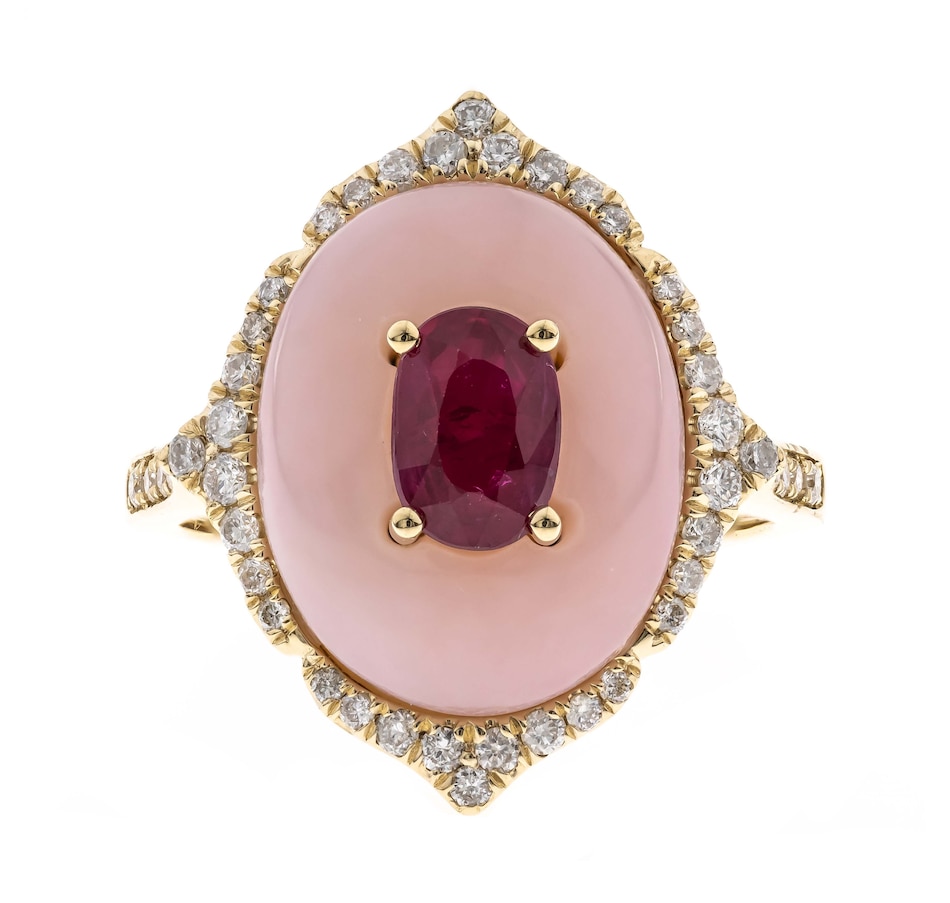 Image 715855.jpg, Product 715-855 / Price $2,599.99, Cirari 14K Yellow Gold Ruby, Pink Opal, and Diamond Ring from Cirari on TSC.ca's Jewellery department