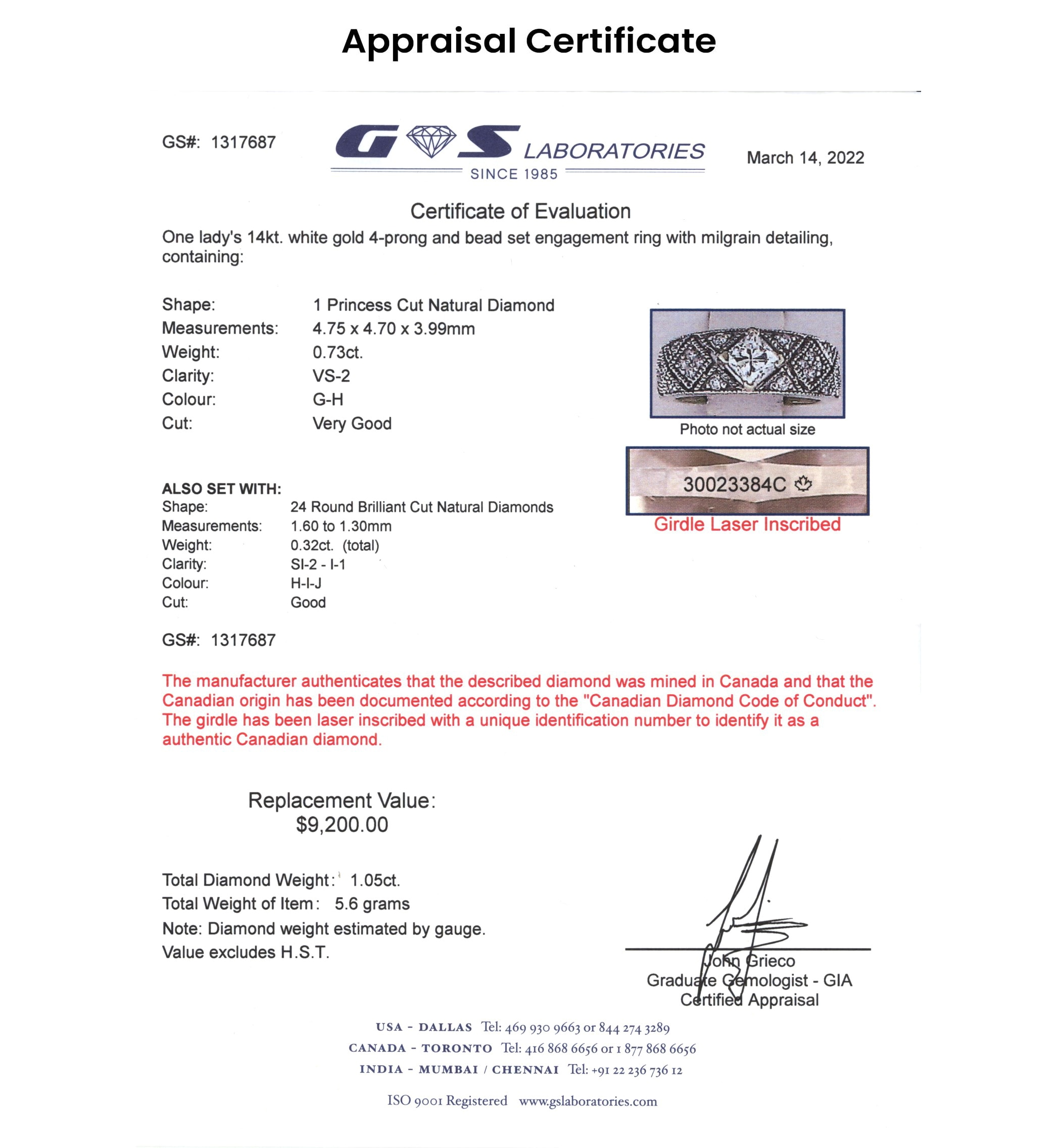 Gs hot sale diamond certification