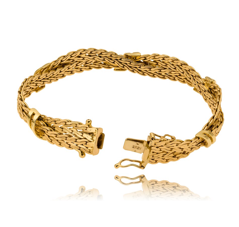 Image 715896_ALTMORE2.jpg, Product 715-896 / Price $2,795.00, Italian Made 14KT Yellow Gold 2-Row Twisted Fancy Link Bracelet from The Vault on TSC.ca's Jewellery department