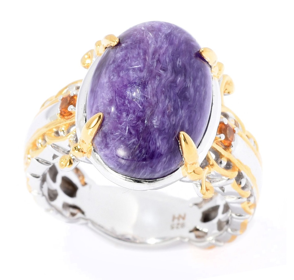 Jewellery Rings Gems En Vogue Palladium Silver Charoite And Citrine