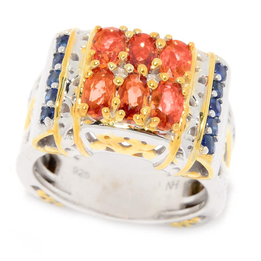 Image 715957.jpg, Product 715-957 / Price $199.99, Gems En Vogue Palladium Silver Orange And Blue Sapphire Ring from Gems En Vogue on TSC.ca's Jewellery department
