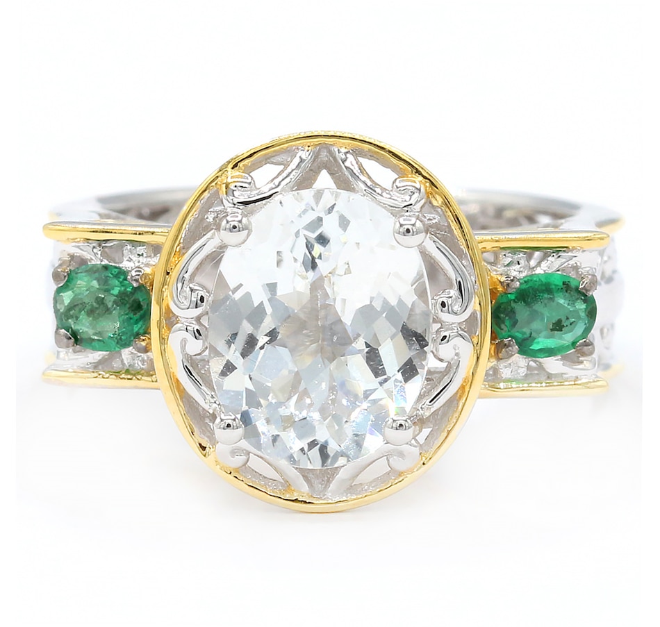 Image 715987.jpg, Product 715-987 / Price $229.99, Gems En Vogue Palladium Silver White Topaz And Grizzly Emerald Solitaire Ring from Gems En Vogue on TSC.ca's Jewellery department