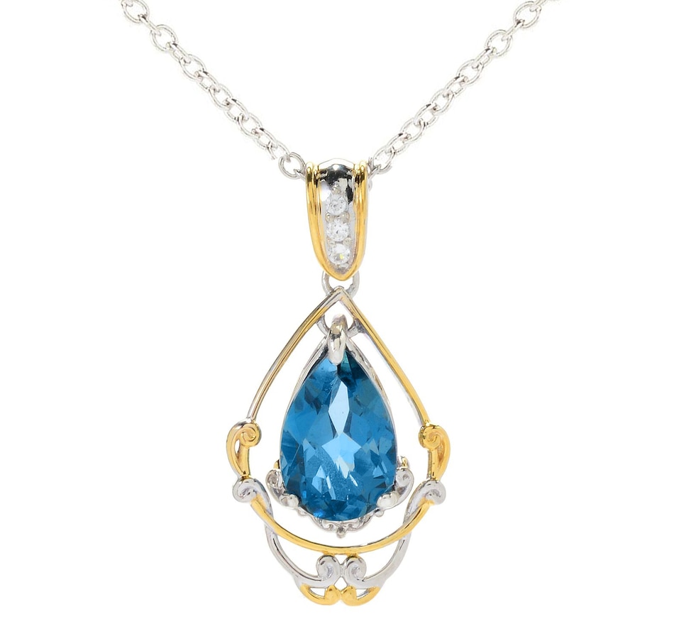 V3 Jewelry 925 Sterling Silver with Natural London Blue Topaz and White Zircon Engagement Ring