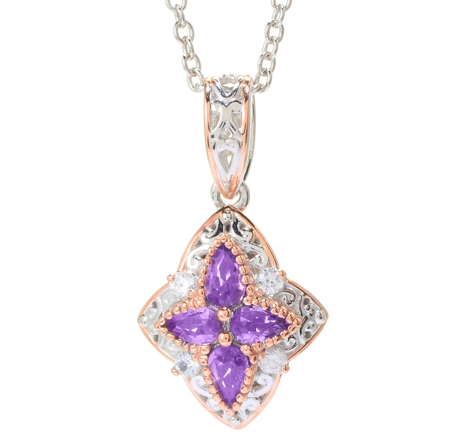 Image 716066.jpg, Product 716-066 / Price $229.99, Gems En Vogue Palladium Silver Lilac Sapphire & White Zircon Pendant with Chain from Gems En Vogue on TSC.ca's Jewellery department