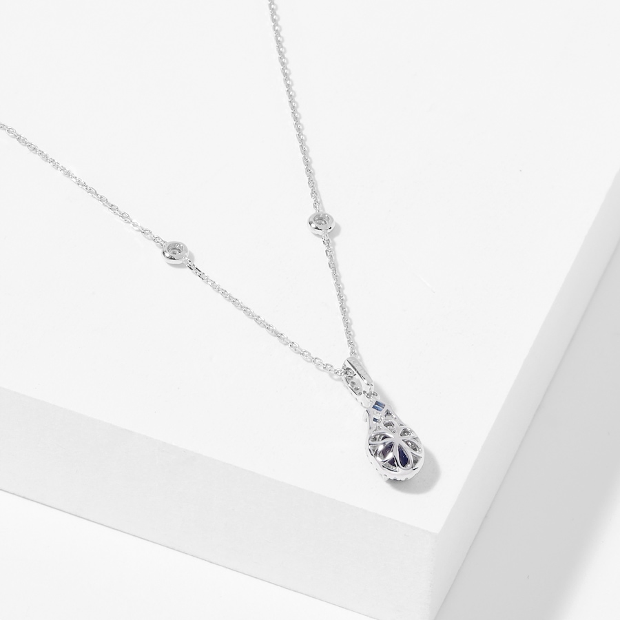 Image 716104_ALTMORE1.jpg, Product 716-104 / Price $1,299.99, Gem Creations 14K White Gold Blue Sapphire and Diamond Pendant with Chain from Gem Creations on TSC.ca's Jewellery department