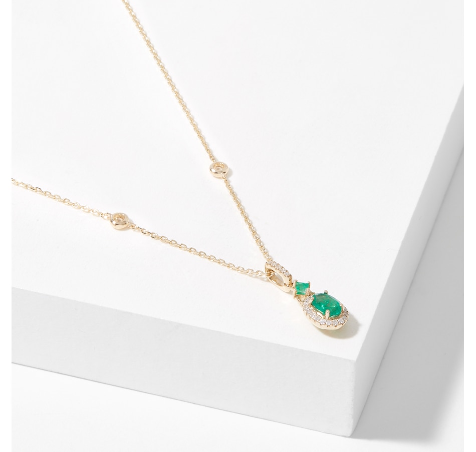 Image 716106.jpg, Product 716-106 / Price $1,299.99, Gem Creations 14K Yellow Gold Emerald & Diamond Pendant with Chain from Gem Creations on TSC.ca's Jewellery department