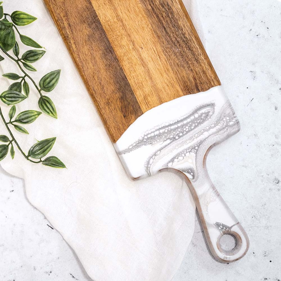 Image 716494_ALTMORE2.jpg, Product 716-494 / Price $109.99, Lynn & Liana Handmade 5" x 24" Baguette Acacia Cheeseboard, Marble Design from Lynn & Liana on TSC.ca's Kitchen department