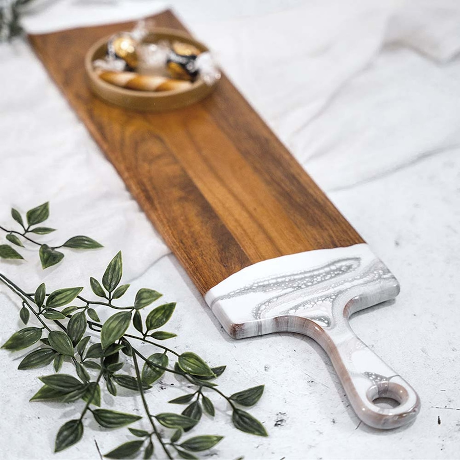 Image 716494_ALTMORE3.jpg, Product 716-494 / Price $109.99, Lynn & Liana Handmade 5" x 24" Baguette Acacia Cheeseboard, Marble Design from Lynn & Liana on TSC.ca's Kitchen department