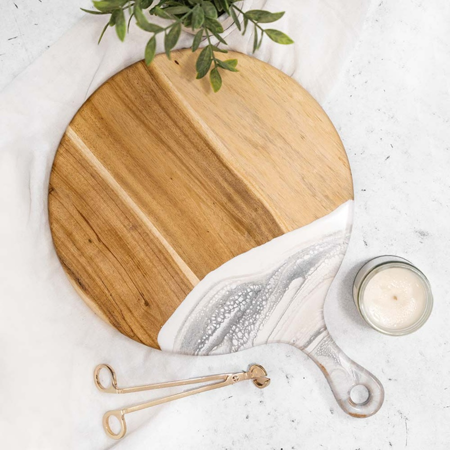 Image 716502_ALTMORE2.jpg, Product 716-502 / Price $99.88, Lynn & Liana Handmade 12" Acacia Cheese Paddle, Marble Design from Lynn & Liana on TSC.ca's Kitchen department