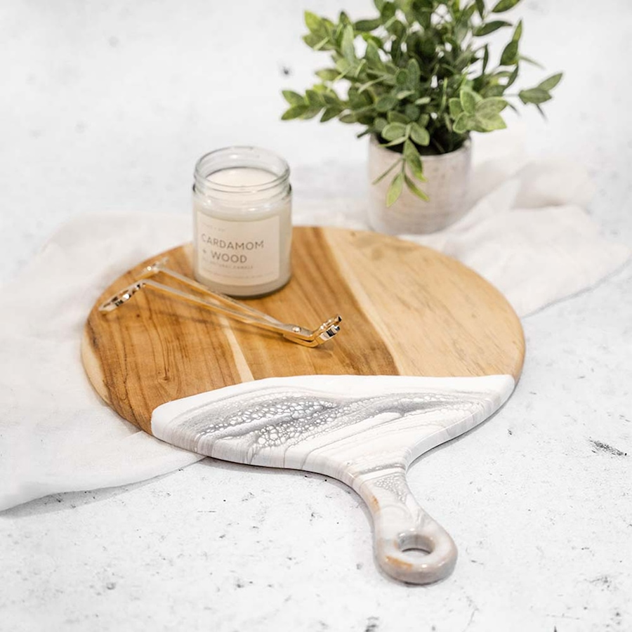 Image 716502_ALTMORE3.jpg, Product 716-502 / Price $99.88, Lynn & Liana Handmade 12" Acacia Cheese Paddle, Marble Design from Lynn & Liana on TSC.ca's Kitchen department
