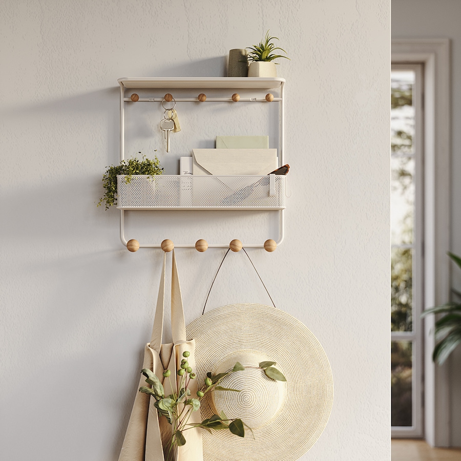 Image 716581_ALTMORE4.jpg, Product 716-581 / Price $50.00, Umbra Estique Shelf with Hooks (white) from Umbra on TSC.ca's Home & Garden department