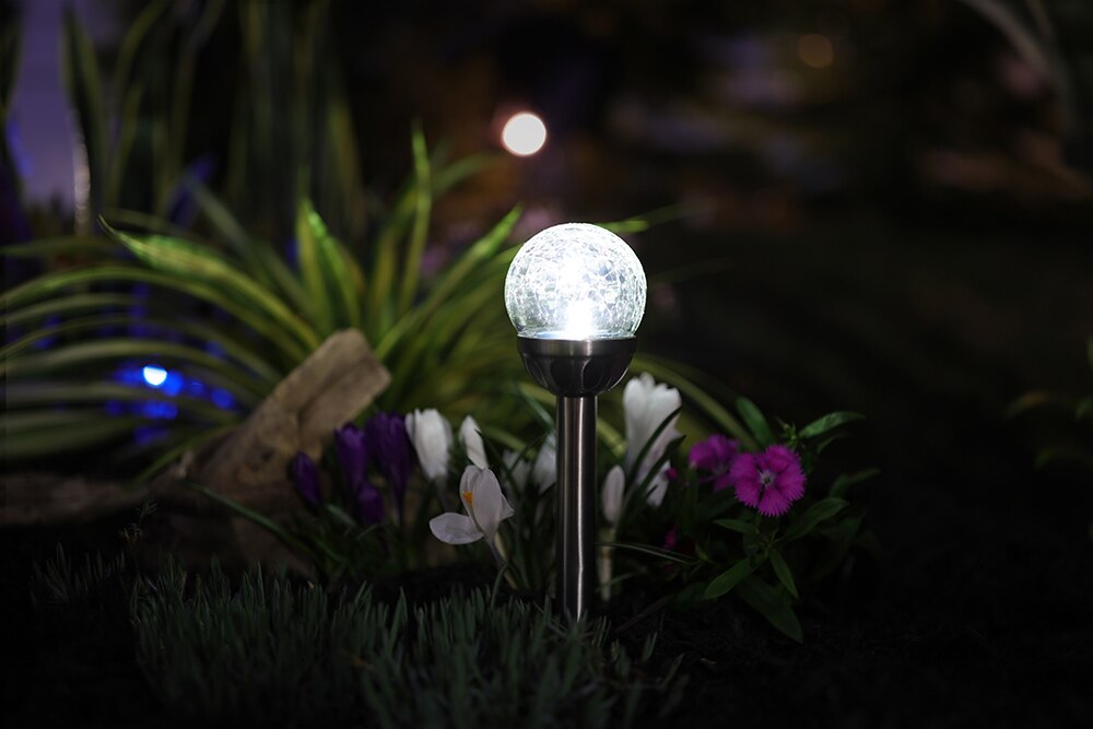 fusion solar crackle ball stake light