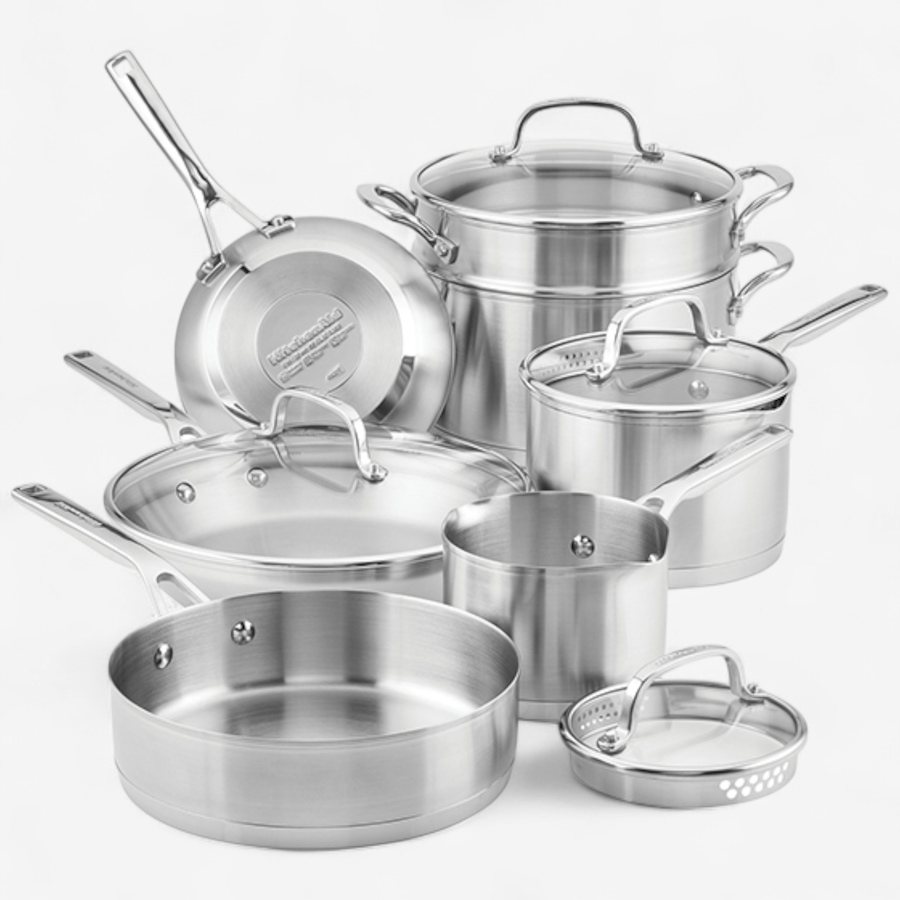Image 716908.jpg, Product 716-908 / Price $399.99, KitchenAid Stainless Steel 3-Ply Base Cookwear Set (11-Pieces) from KitchenAid on TSC.ca's Kitchen department