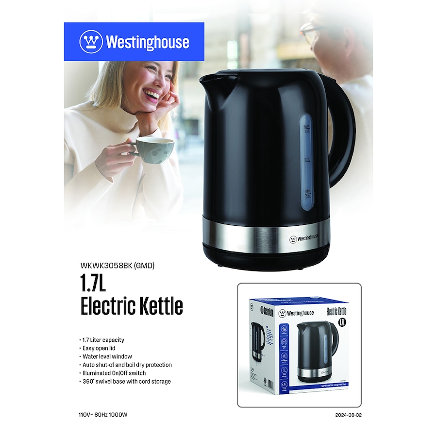 Image 717019_ALTMORE1.jpg, Product 717-019 / Price $34.99, Westinghouse 1.7L Plastic Kettle (black) from Westinghouse on TSC.ca's Kitchen department