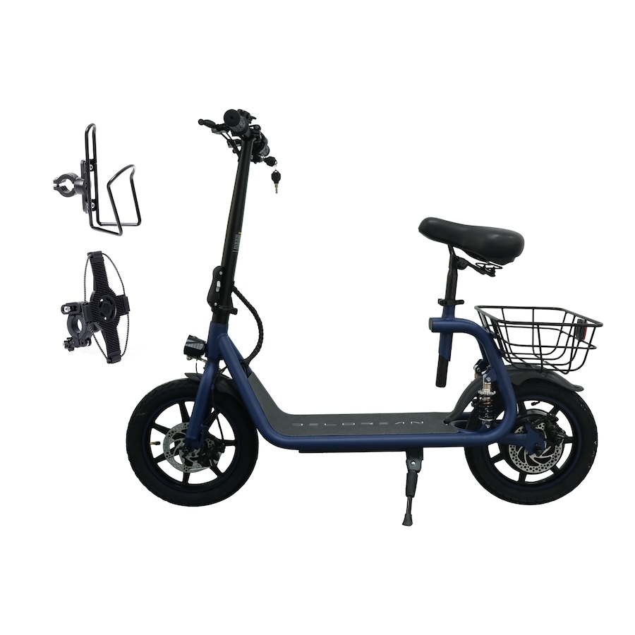 Image 717033_BLU.jpg, Product 717-033 / Price $999.99, Tony Little Delorean 450W Seated E-Scooter with Rear Basket Bundle from Tony Little on TSC.ca's Health & Fitness department