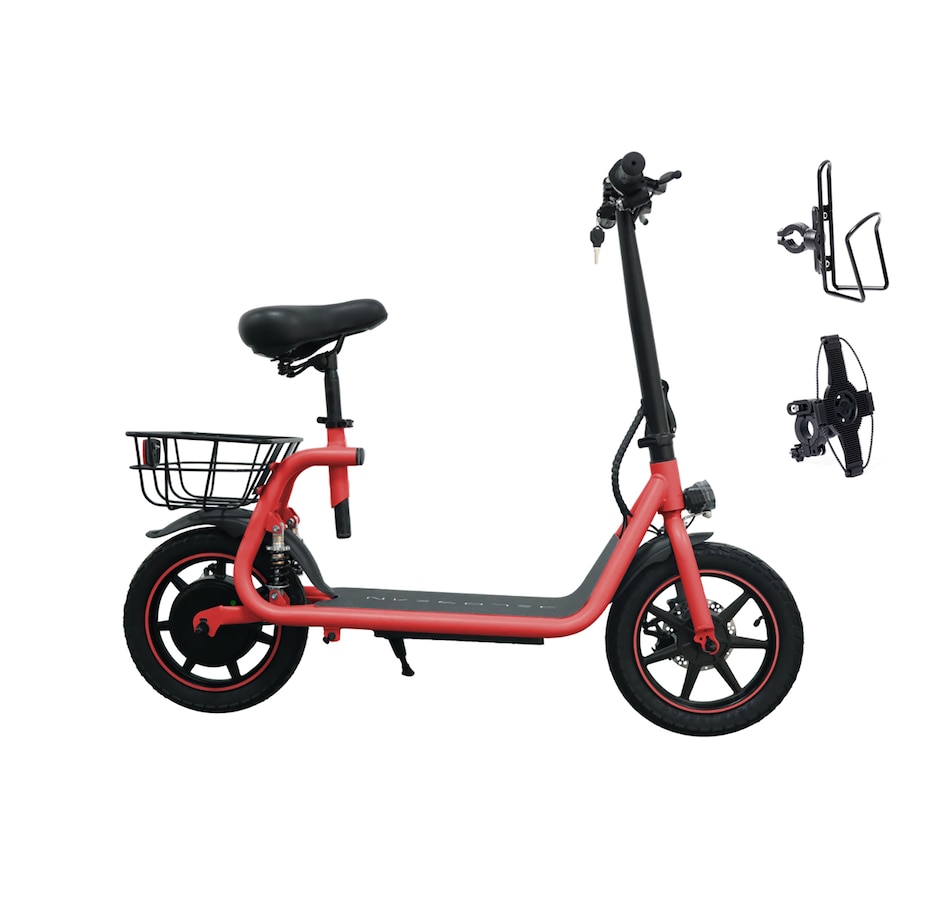 Image 717033_RED.jpg, Product 717-033 / Price $999.99, Tony Little Delorean 450W Seated E-Scooter with Rear Basket Bundle from Tony Little on TSC.ca's Health & Fitness department