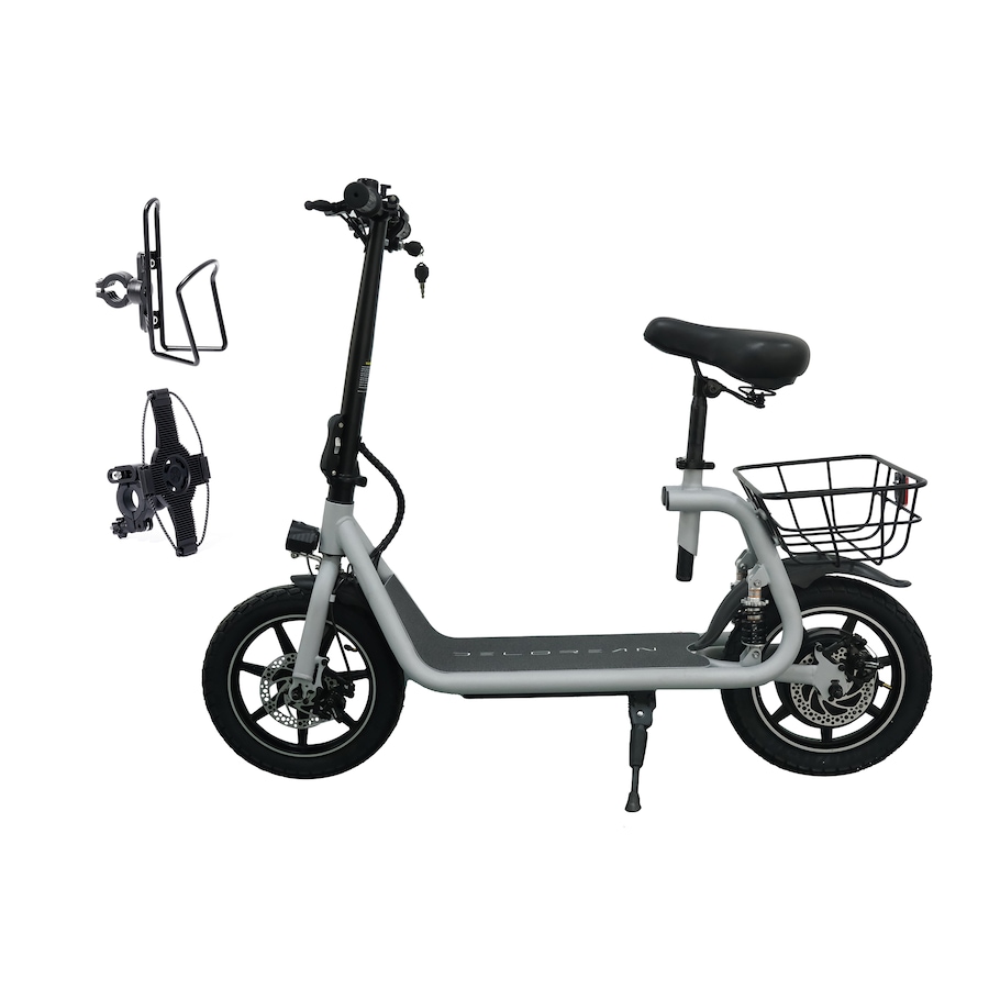 Image 717033_SIL.jpg, Product 717-033 / Price $999.99, Tony Little Delorean 450W Seated E-Scooter with Rear Basket Bundle from Tony Little on TSC.ca's Health & Fitness department