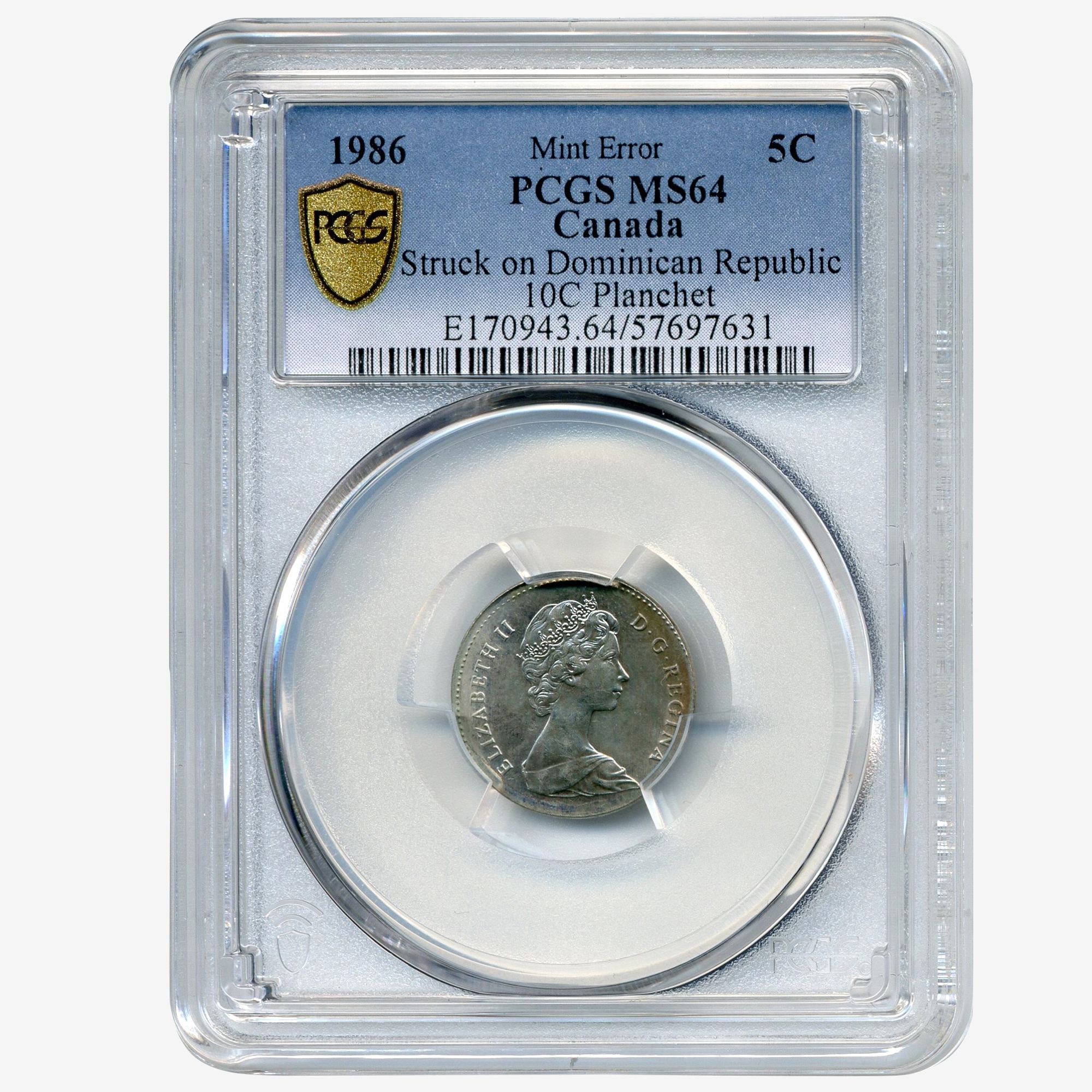 Rare Major Error Coin: 1986 Canadian Five Cent on Dominican
