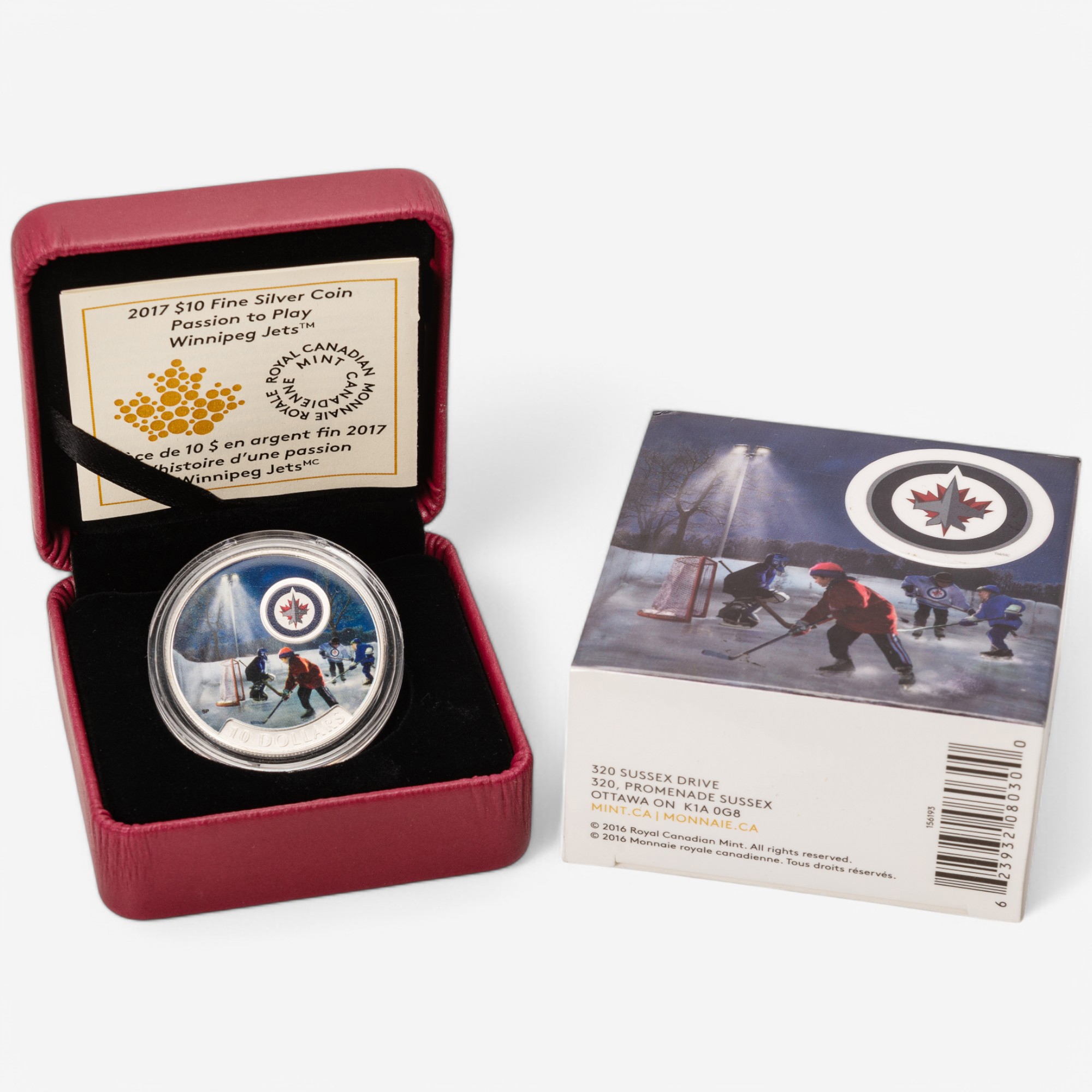 2017 Winnipeg Jets $10 Fine Silver Coin Passion to Play plus Bonus