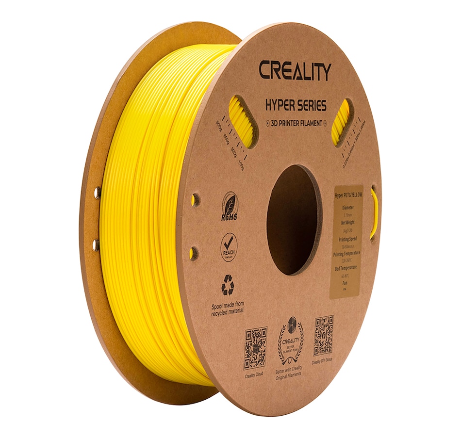 Image 717598.jpg, Product 717-598 / Price $29.99, Creality Hyper Series PETG 3D Printing Filament (1 kg, yellow) from Creality on TSC.ca's Electronics department