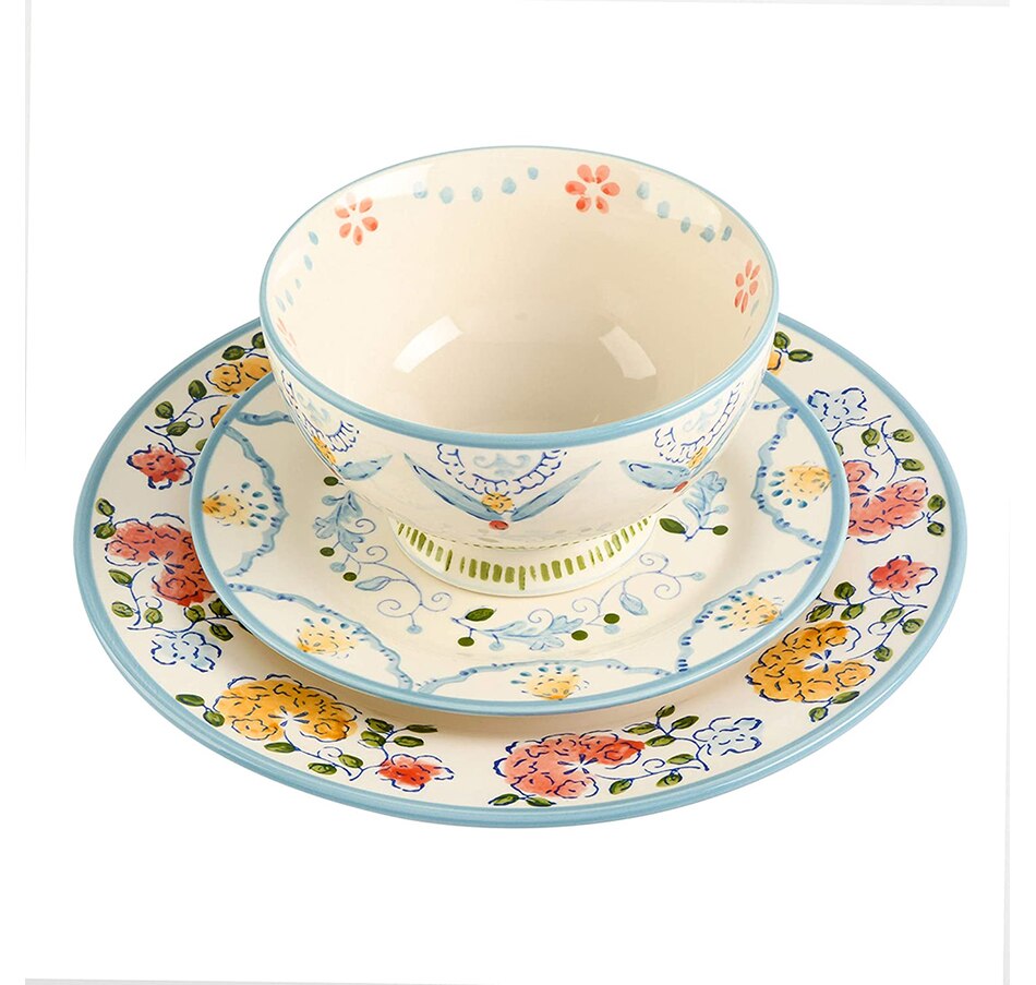 Kitchen Tabletop & Bar Dinnerware & Coordinates Gibson Elite Anaya 12Piece HandPainted