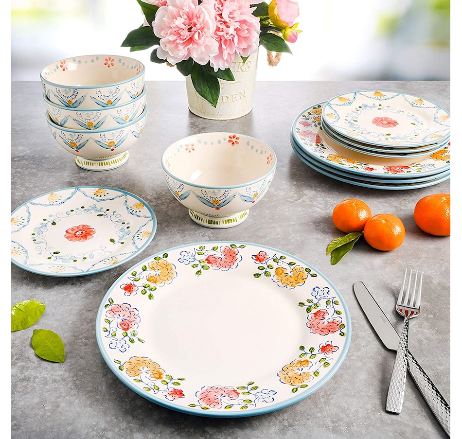 Kitchen Tabletop & Bar Dinnerware & Coordinates Gibson Elite Anaya 12Piece HandPainted