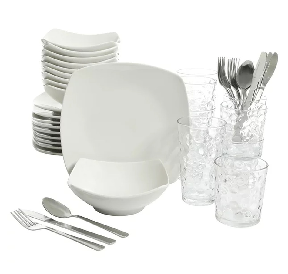 Image 717700.jpg, Product 717-700 / Price $94.99, Gibson Home Everyday Square 48-Piece Fine Ceramic Essentials Dinnerware Combo Set with Glossy Finish from Gibson Dinnerware on TSC.ca's Kitchen department