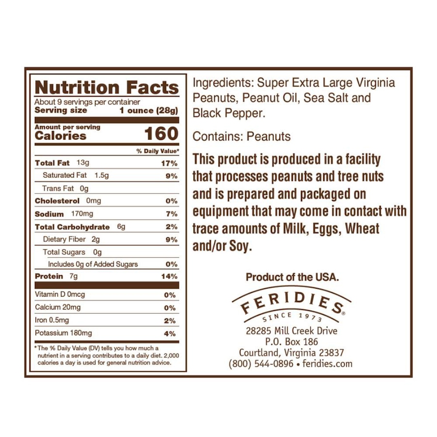 Image 717893_ALTMORE1.jpg, Product 717-893 / Price $24.99, Feridies Sea Salt & Cracked Pepper Virginia Peanuts (255g, 2-Pack) from Feridies on TSC.ca's Kitchen department